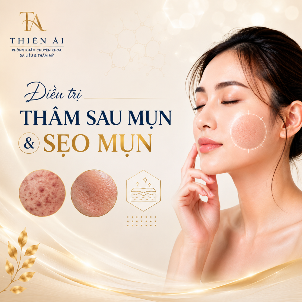 Điều trị thâm sau mụn và sẹo mụn dưới sự theo dõi của bác sĩ da liễu